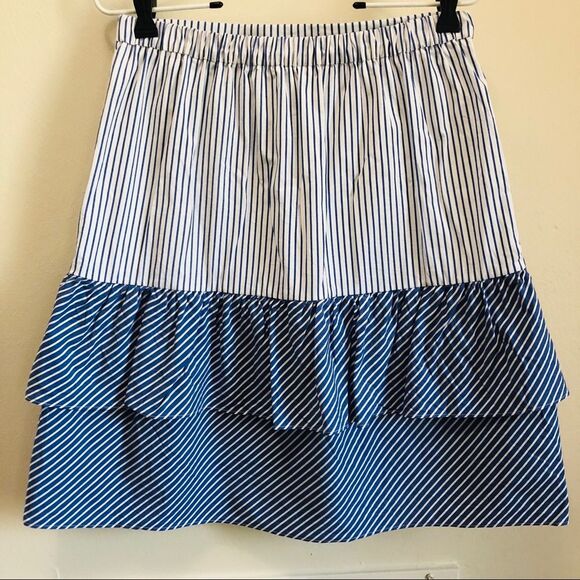 J. Crew Striped Tiered Ruffle Summer Skirt Sz. 6 Cotton/Stretch - Picture 4 of 8
